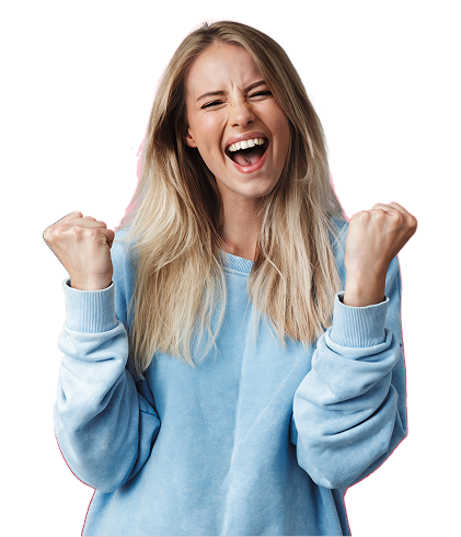 Woman holding the CV she created