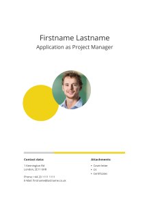 Cover page example for CV template modern and dynamic