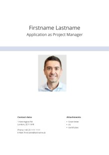 Cover page example for Minimalist CV