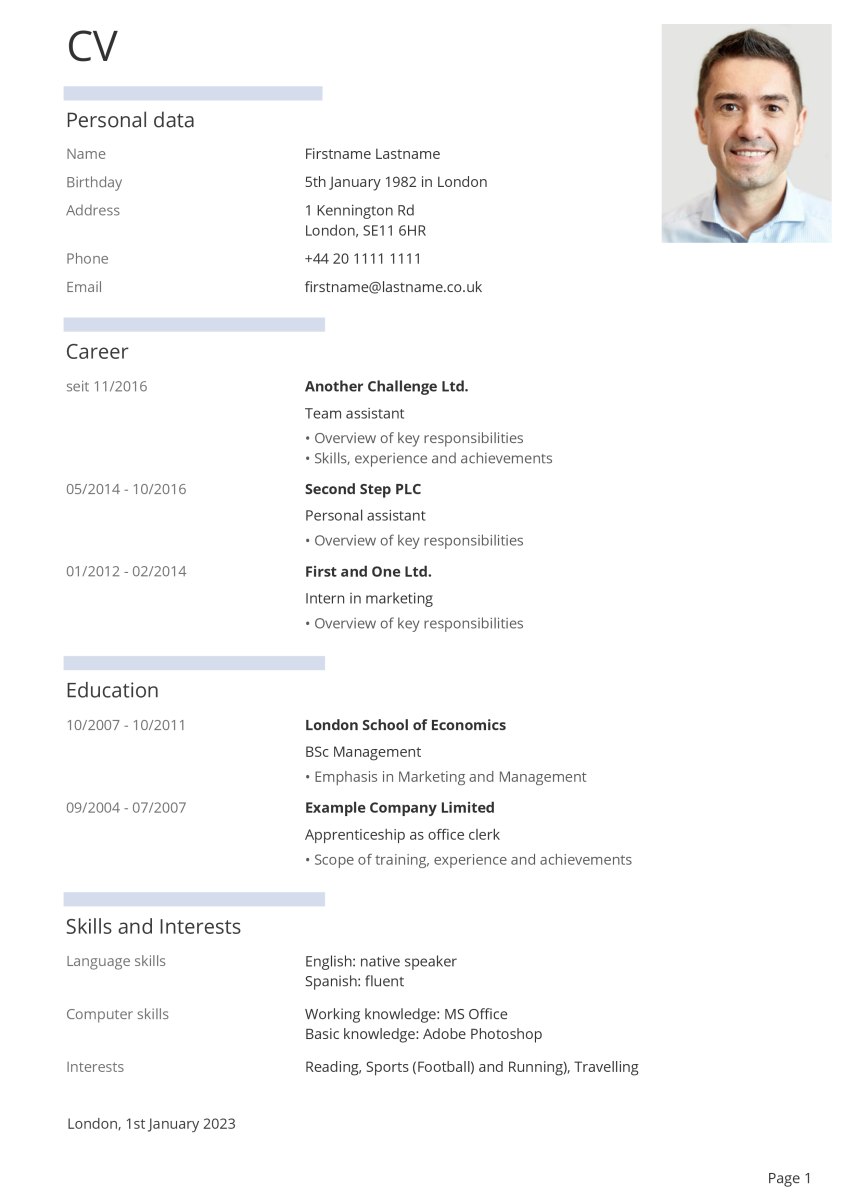 Example for Minimalist CV