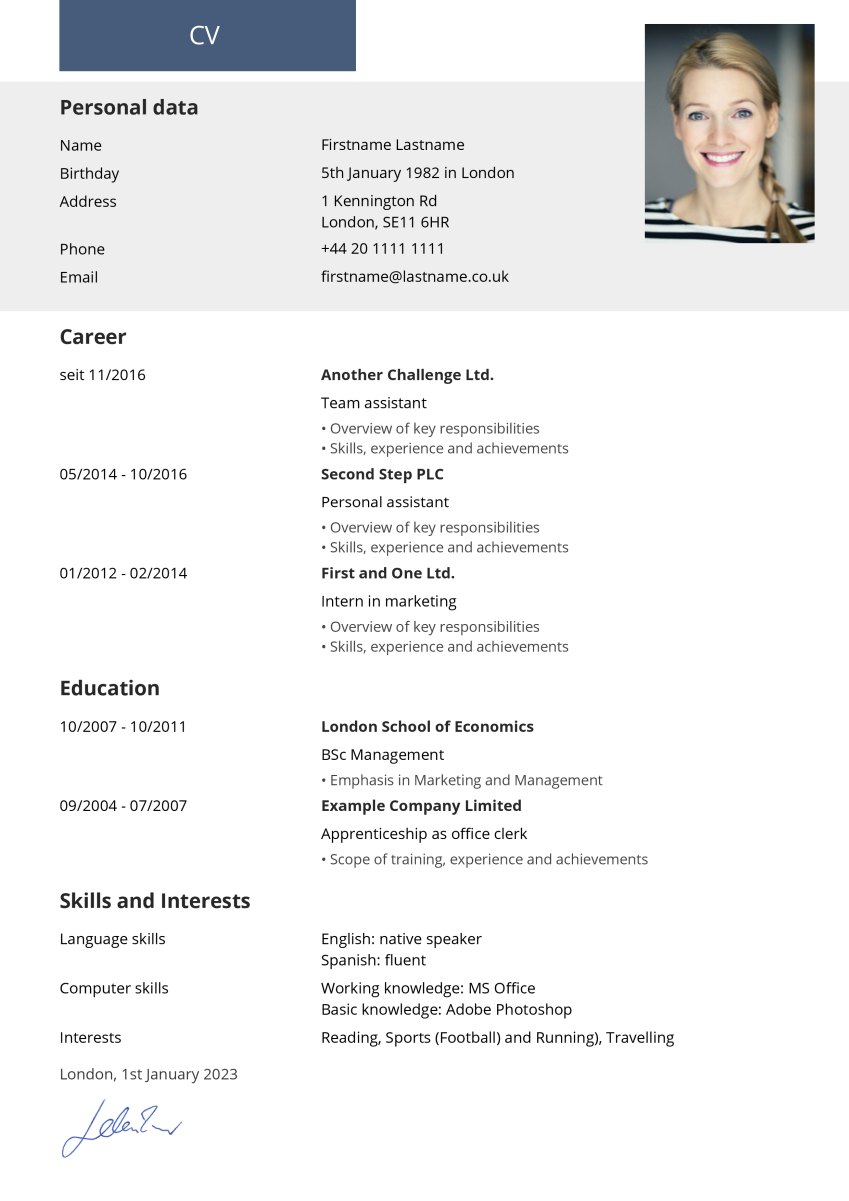 Example for Modern CV