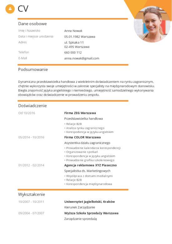 Szablon CV kreatywne w żółtym kolorze