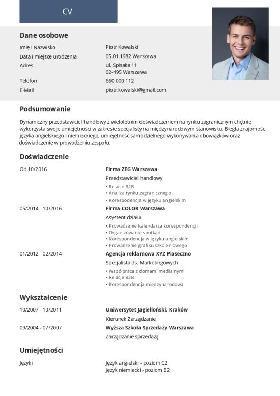 Szablon CV nowoczesny