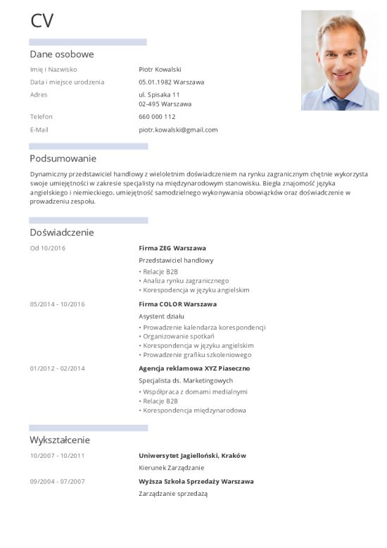 Szablon CV prosty i przejrzysty